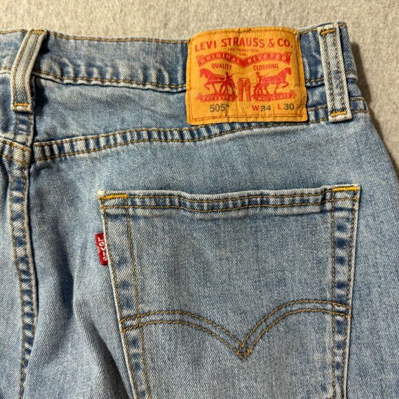 Levis Jeans Mens 505 34x30 Blue Straight American Workwear Solid Mid Rise - Picture 10 of 10
